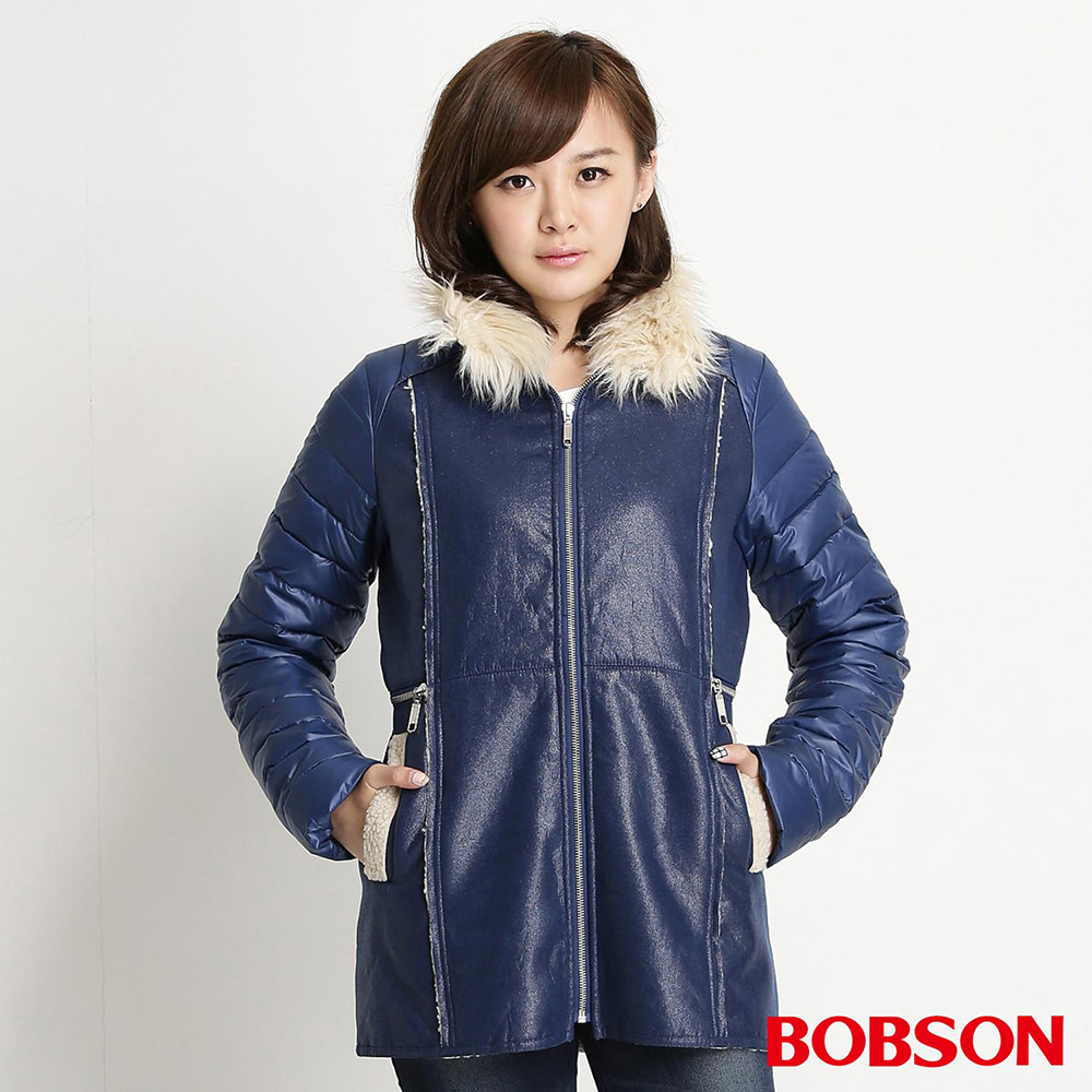【BOBSON】女款麂皮貼合絨絲棉外套(34113-54)