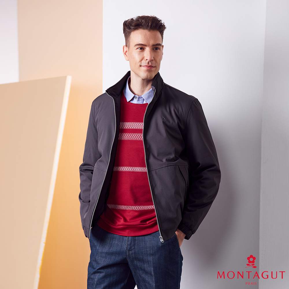 MONTAGUT夢特嬌 素色立領防風保暖機能鋪棉外套(W25010-85黑)