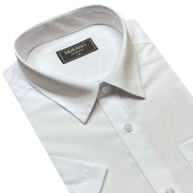 【MURANO】SLIM FIT 吸濕排汗短袖襯衫-白色