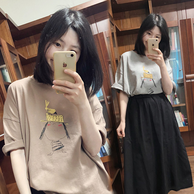 【韓國K.W.】KN3099現貨韓國天絲棉俏皮女孩涼爽透氣上衣T恤(涼感/造型/休閒/印花)