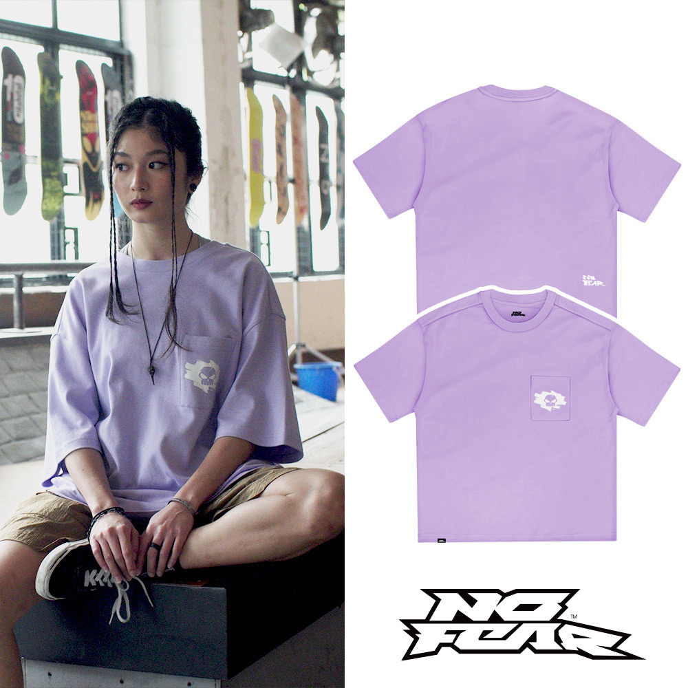 NO FEAR LIBER系列-口袋骷顱短袖T恤-紫色 NF001