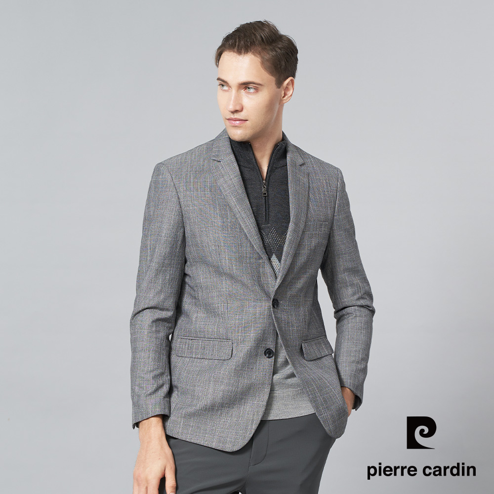 【pierre cardin皮爾卡登】男裝 時尚休閒西裝外套-灰色 (5245571-96)