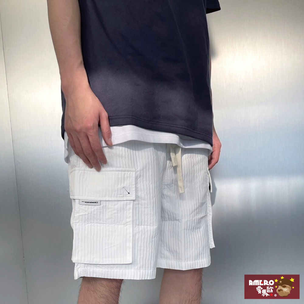 【AMERO】男裝 女裝 直條紋理 情侶裝 工裝 短褲