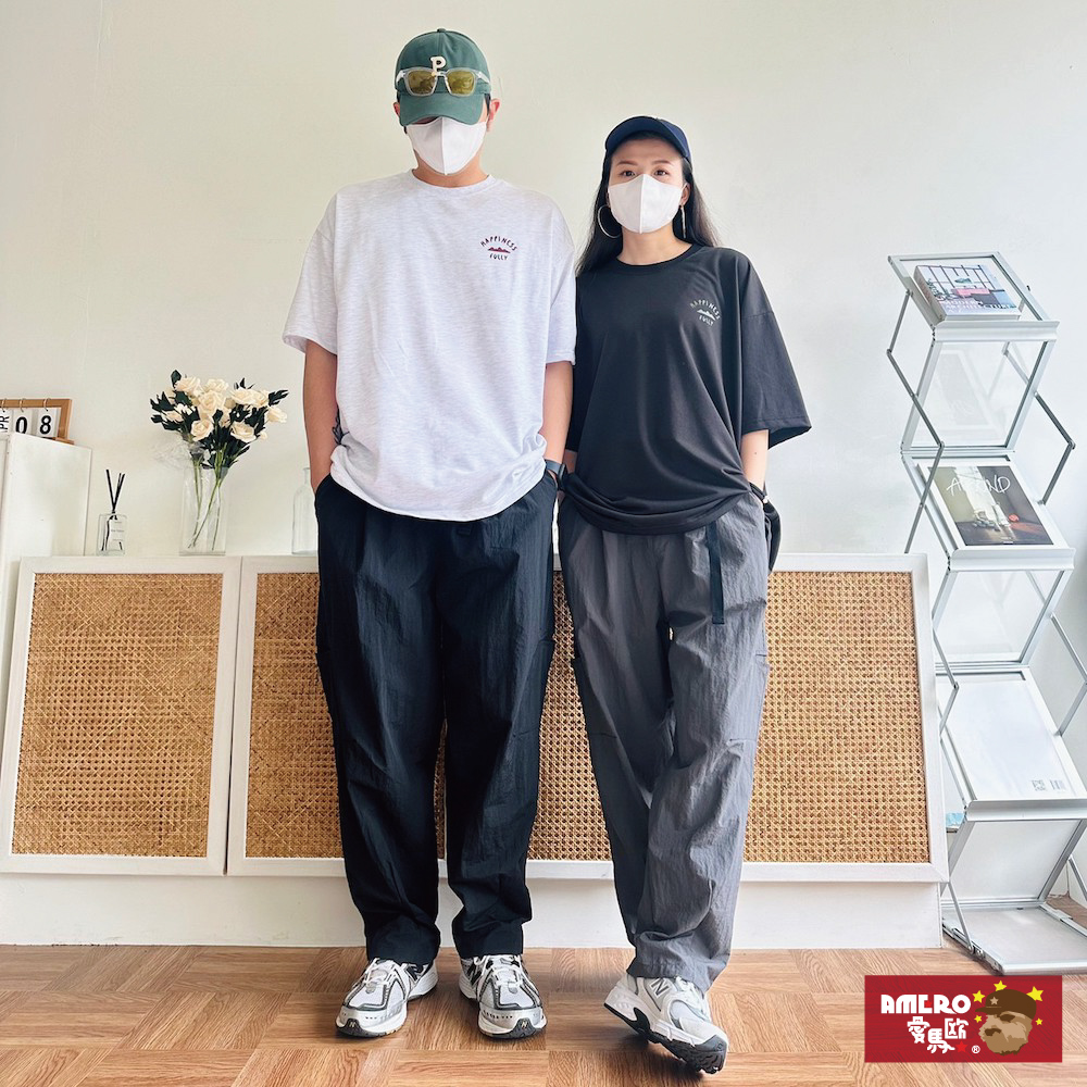 【AMERO】男裝 女裝 日系機能寬褲 休閒褲 側邊隱藏口袋 情侶裝