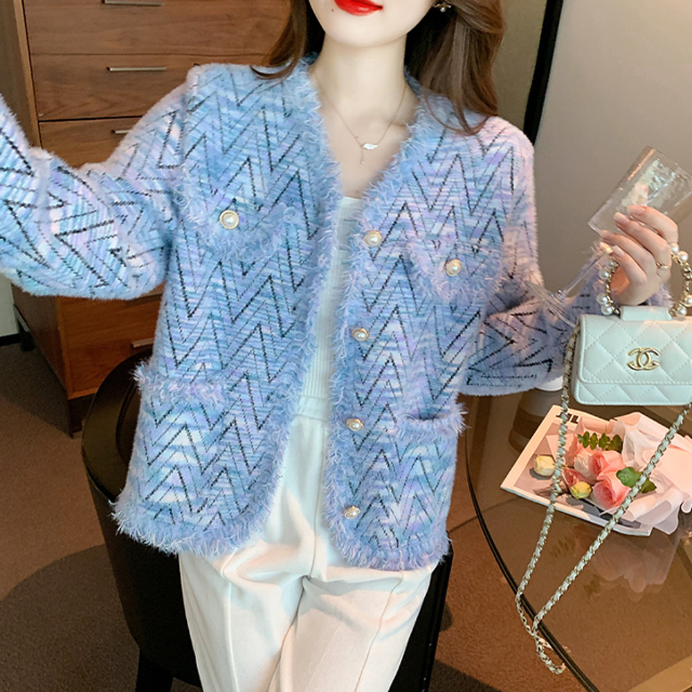 【韓國K.W.】KMM3227現貨正韓進口完美玩色小香風外套(復古風/水貂絨/加厚)