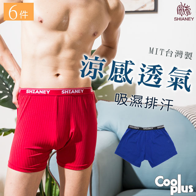 【席艾妮】 台灣製造吸濕排汗透氣男性平口褲(六件組)
