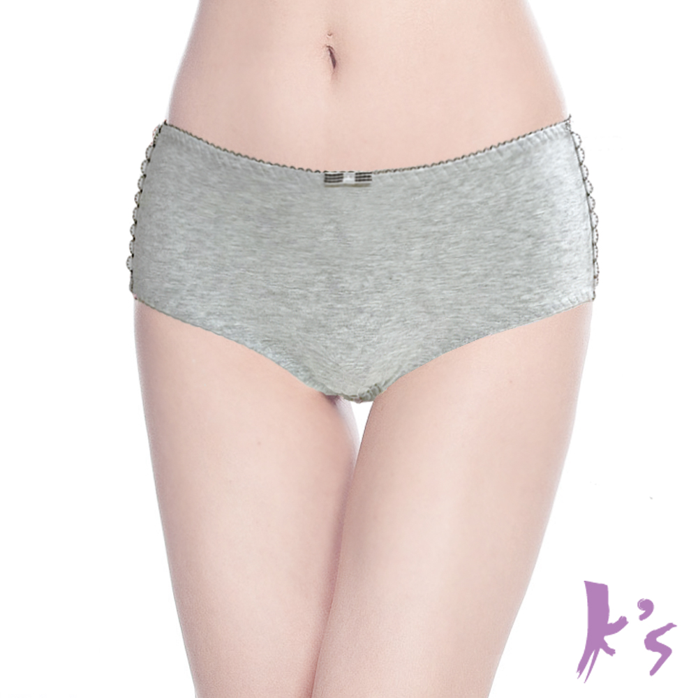 【K’s凱恩絲】日系甜美棉柔三角專利有氧蠶絲內褲-灰色
