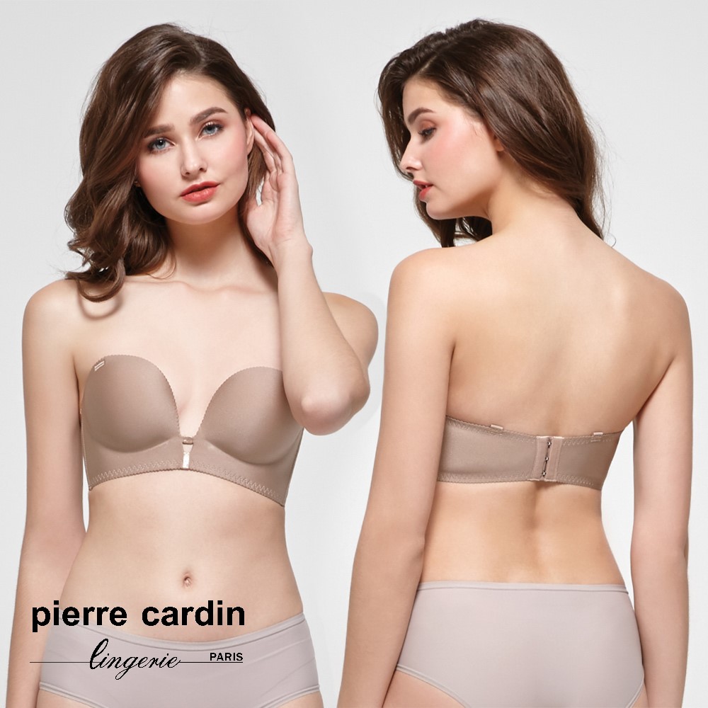 【pierre cardin 皮爾卡登女性內衣】隱形鋼圈爆乳集中半罩內衣-咖啡