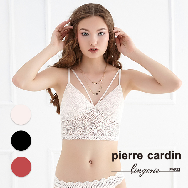 【pierre cardin 皮爾卡登女性內衣】無鋼圈深V細肩帶內衣-米黃-B罩