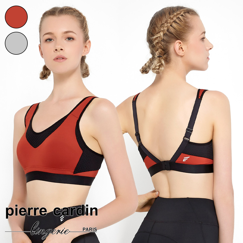 【pierre cardin 皮爾卡登女性內衣】撞色透氣減壓露背運動內衣