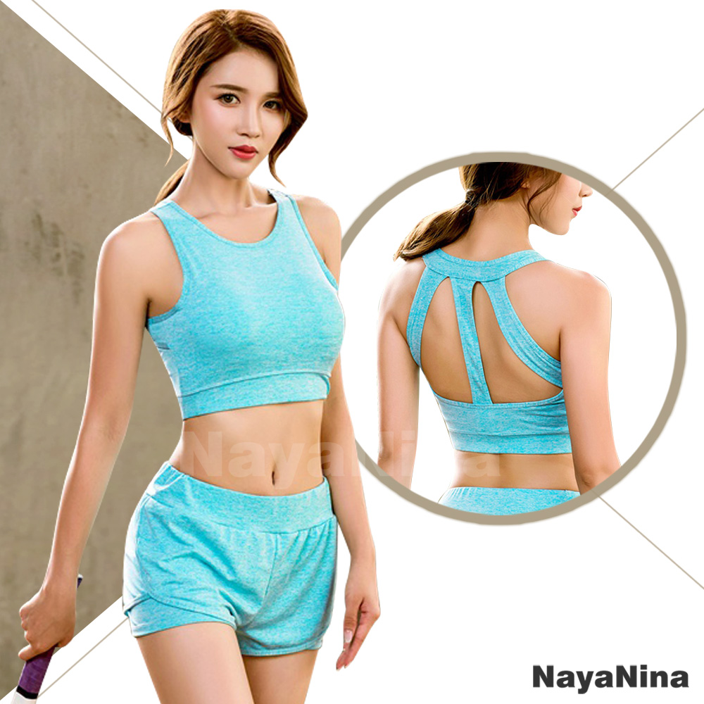 【Naya Nina】極簡有型美背無鋼圈運動內衣M~XL(藍綠)