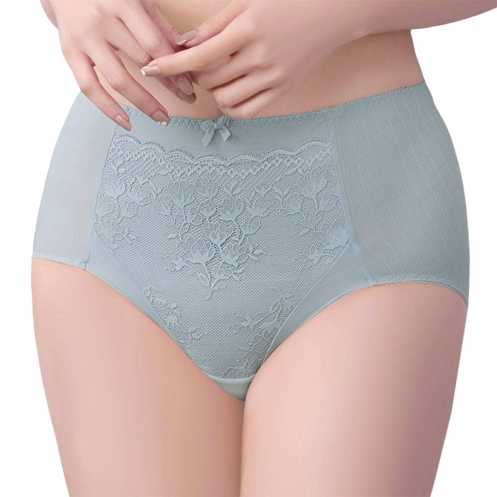 【思薇爾】輕沁舒系列L-3XL涼感蕾絲高腰三角女內褲(粉霧藍)