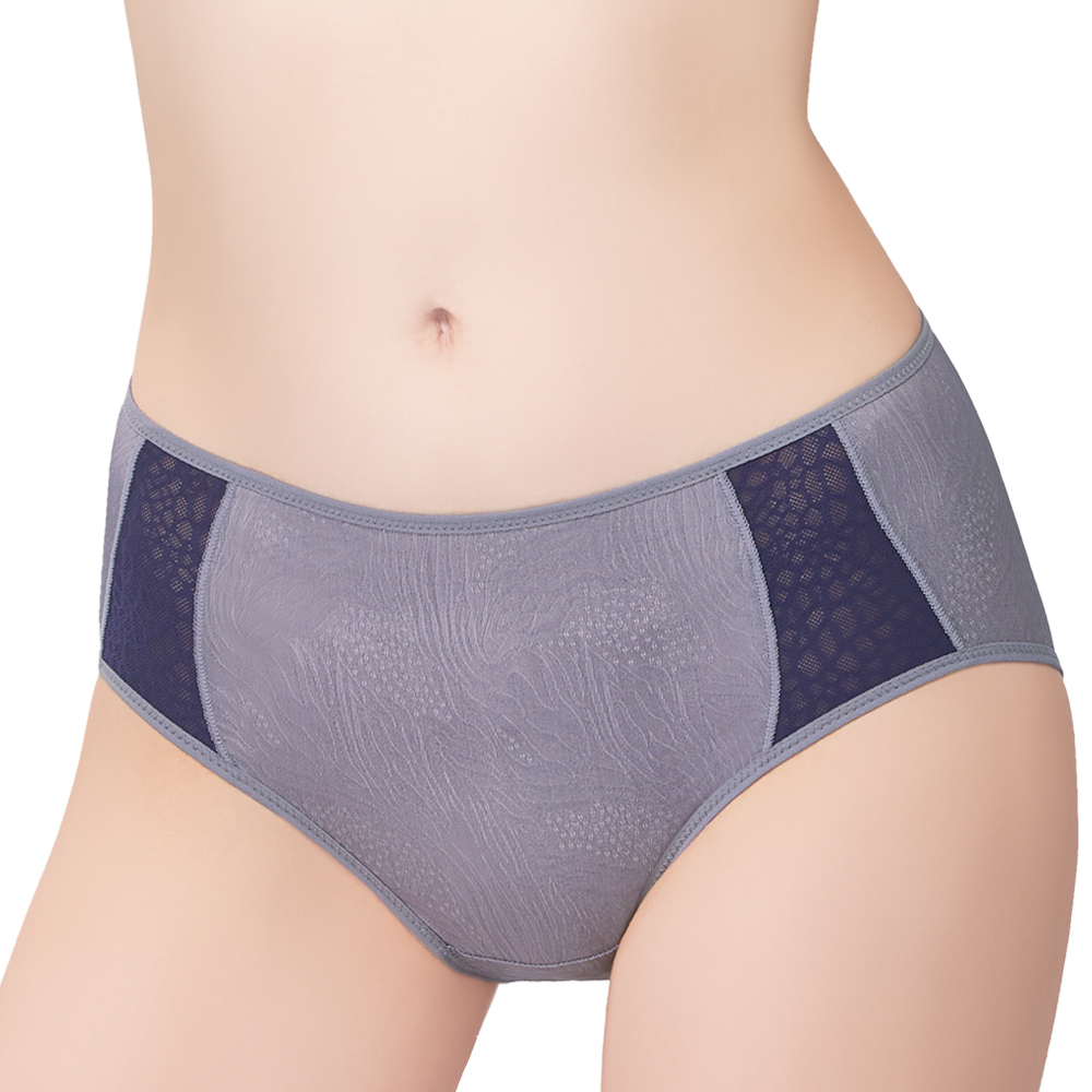 【思薇爾】流動光影系列M-3XL中腰三角女內褲(紫泥灰)