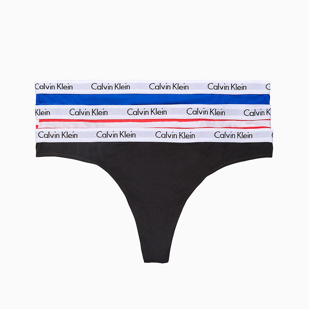 Calvin Klein Carousel 3-Pack 棉質丁字褲 CK內褲-三件組(藍、黑、紅白條紋)