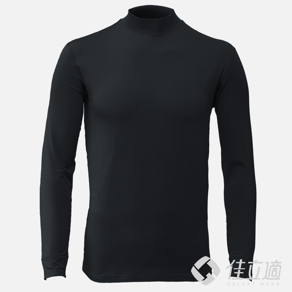 佳立適-升溫蓄熱保暖衣-石墨烯系列-男半高領-黑色(使用3M吸濕快排)