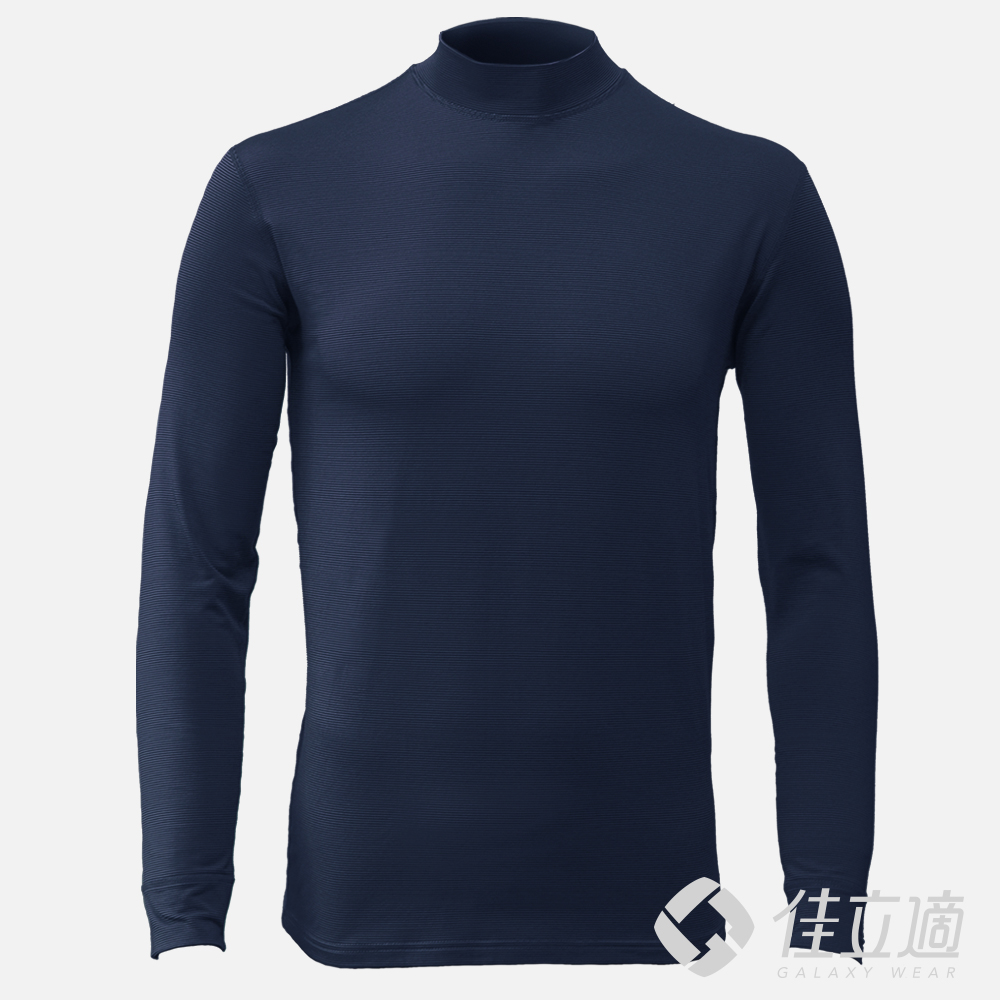佳立適-升溫蓄熱保暖衣-石墨烯系列-男半高領-藍色(使用3M吸濕快排)
