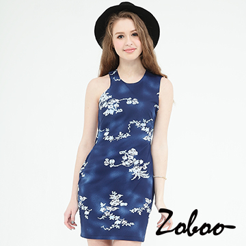 【Zoboo】露背提花真筒洋裝 (Q5007)