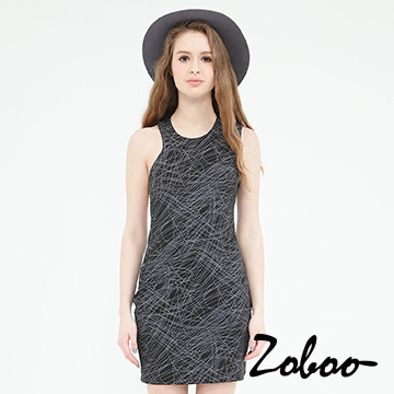 【Zoboo】不規則線條修身洋裝 (Q5015)