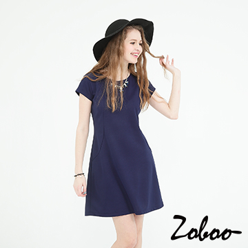 【Zoboo】素面圓領寬擺連身裙 (Q5040)