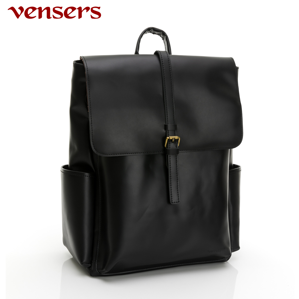 【vensers】小牛皮潮流個性包~後背包(NE181102黑色)