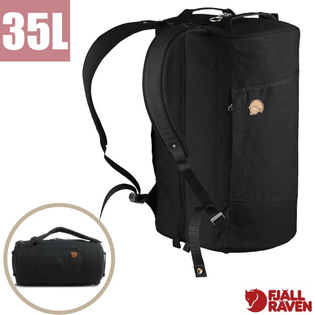 【Fjallraven 小狐狸】Splitpack 35L 多功能可背可提旅行揹包.圓筒旅行袋.行李袋/24244-550 黑
