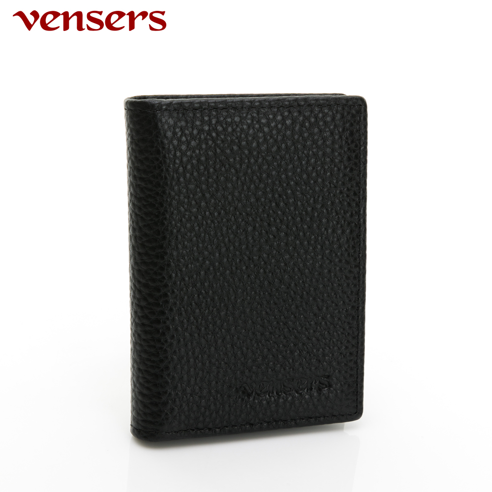 【vensers】小牛皮潮流個性皮夾~(TF066801黑色卡片夾)