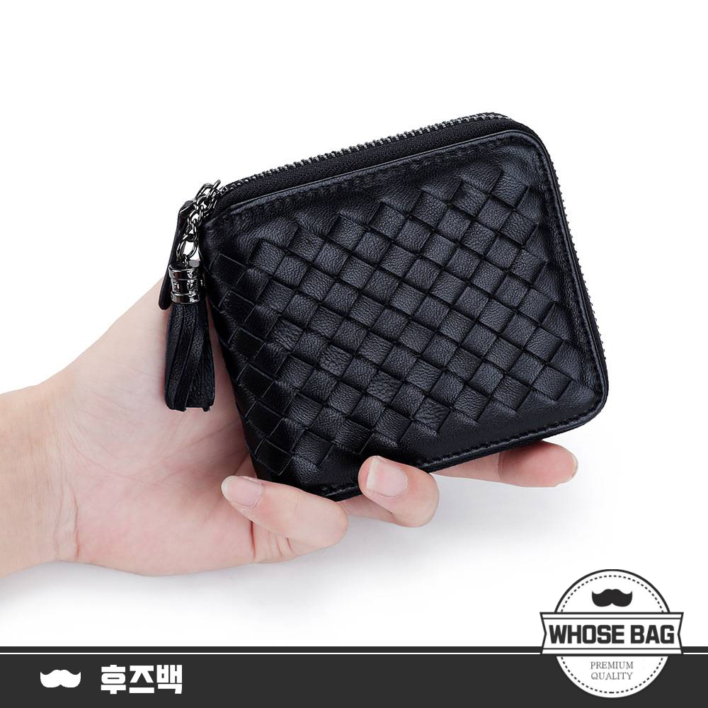 【WHOSE BAG】大編織真皮長夾 拉鍊皮夾 女夾