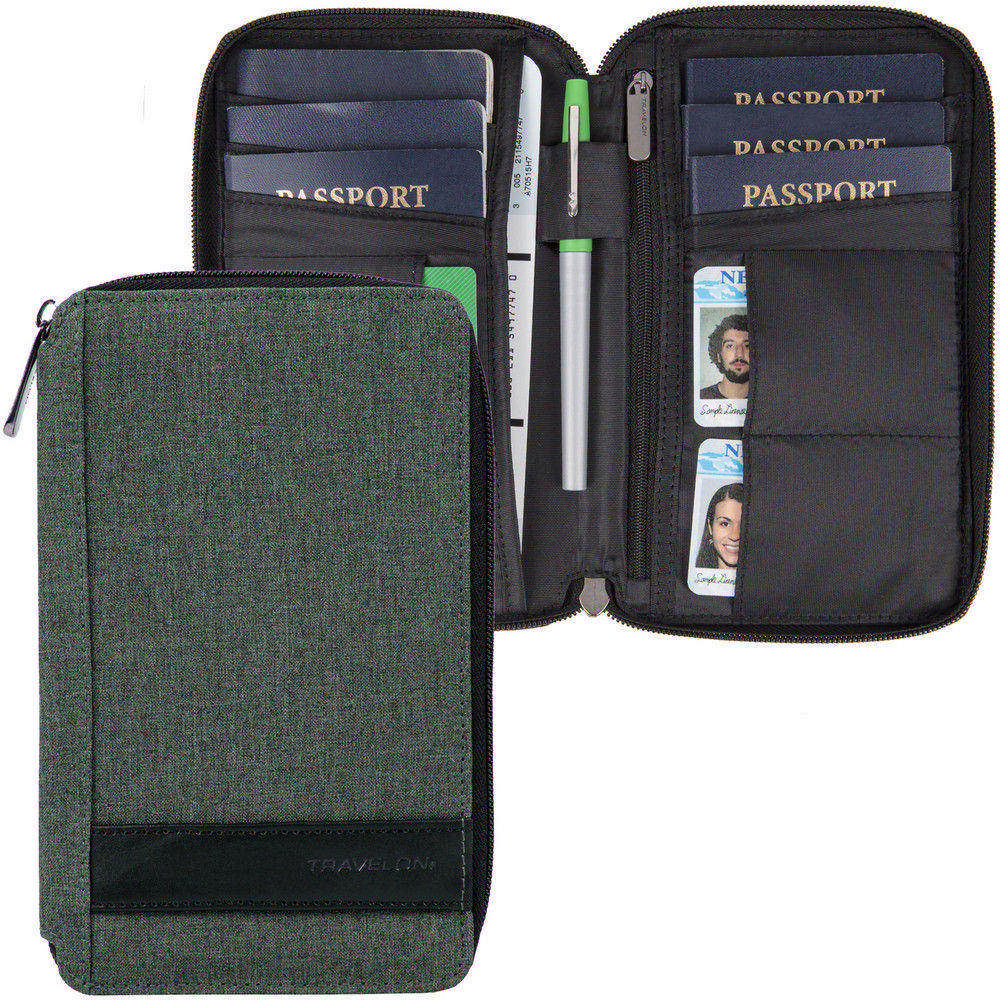 TRAVELON 拼接旅遊護照包(蒼綠)