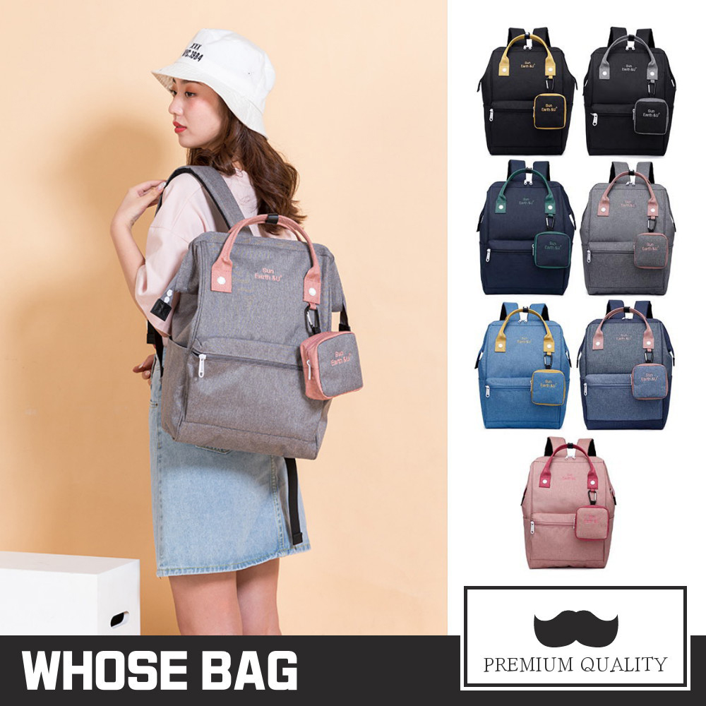 【WHOSE BAG】日系麻衣布拼接色大容量後背包 女 男 電腦包