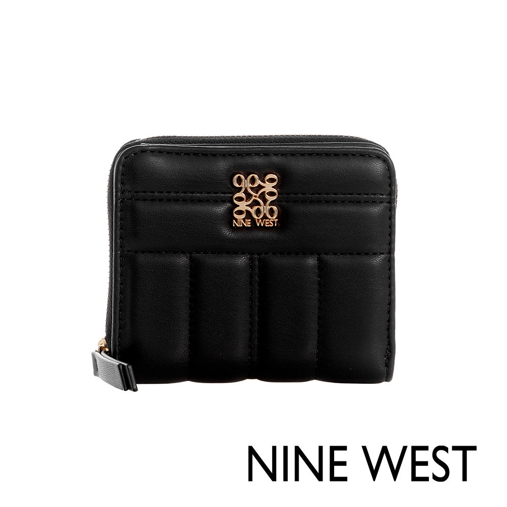 NINE WEST LELIANNA 絎縫方型拉鍊短夾-黑色(131137)