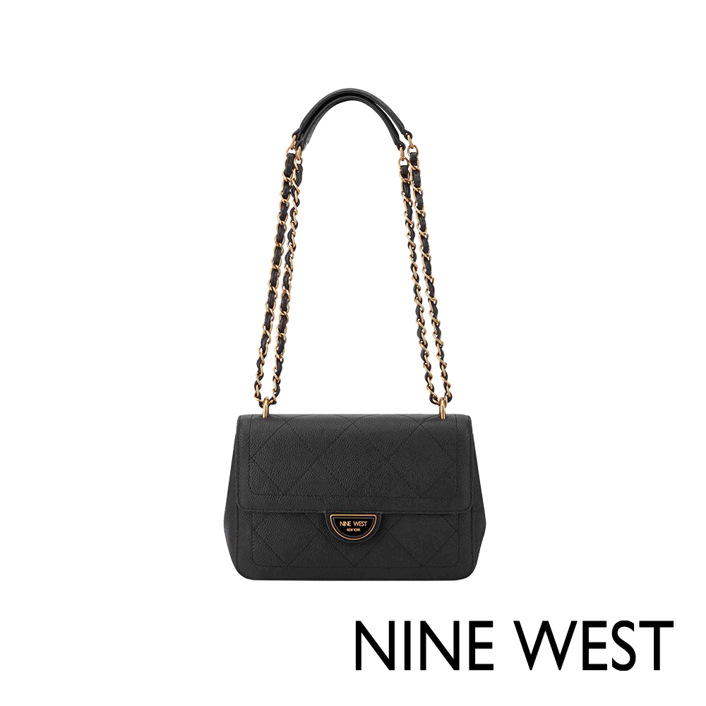 NINE WEST ALIA 真皮菱格斜揹包-黑色(136621)