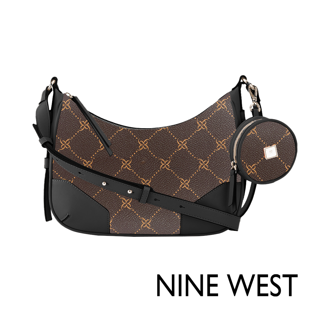 NINE WEST BROOKLYN 拼接LOGO肩背包-LOGO咖(108513)