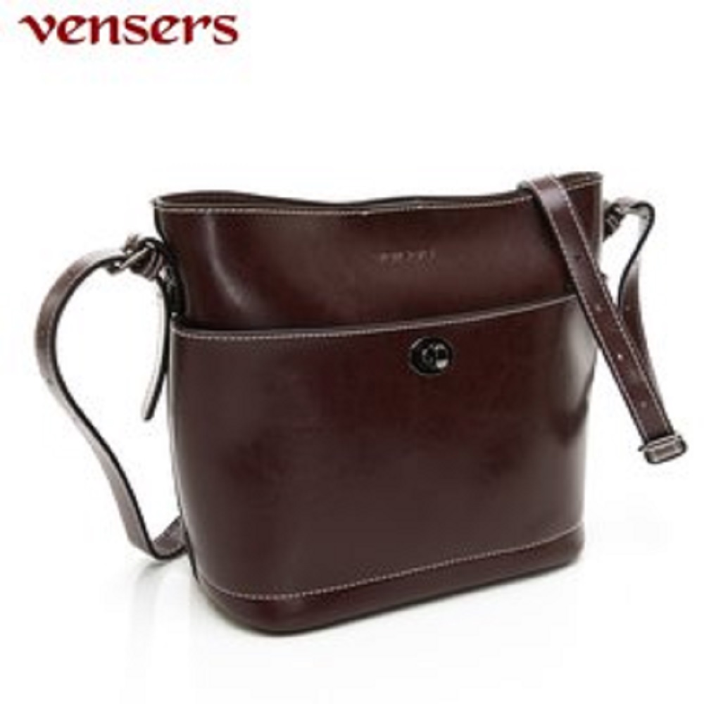【vensers】小牛皮潮流個性包~斜肩背包(NL1082101咖啡)