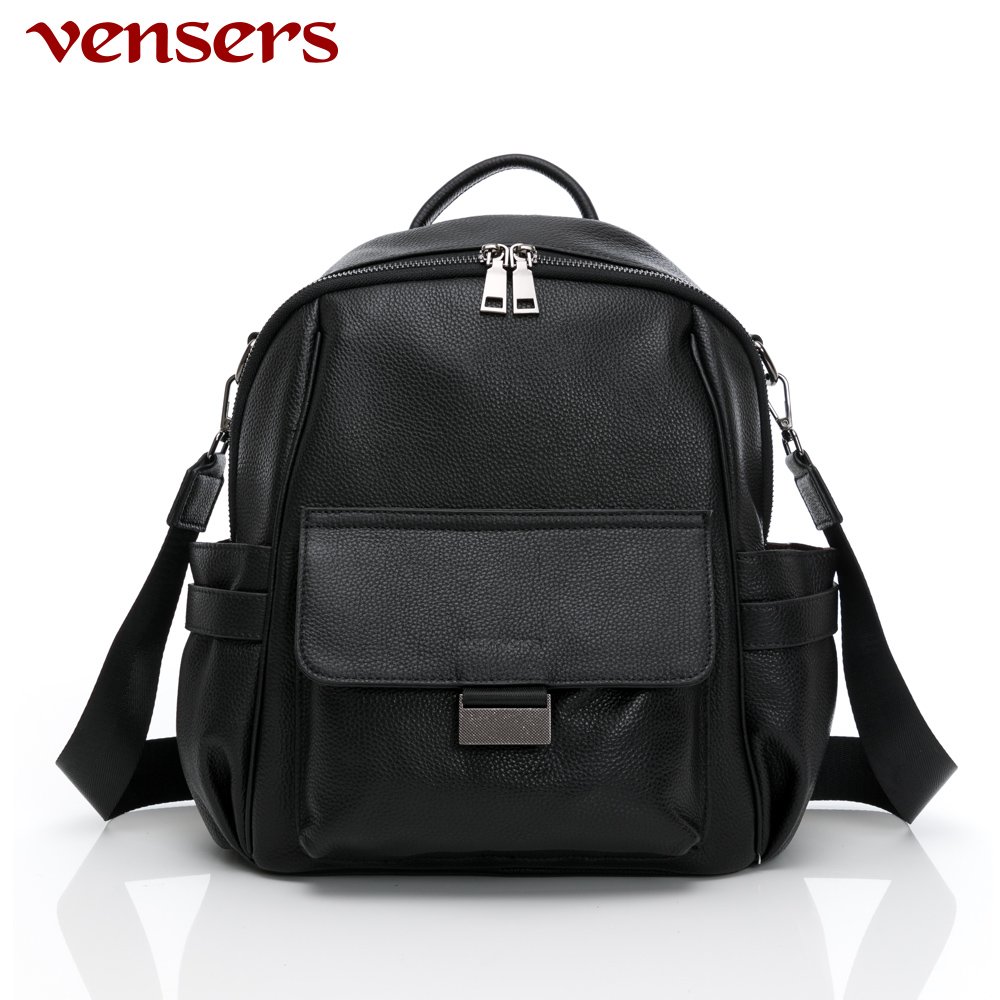 【vensers】小牛皮潮流個性包~兩用包 ( NL669101黑色)