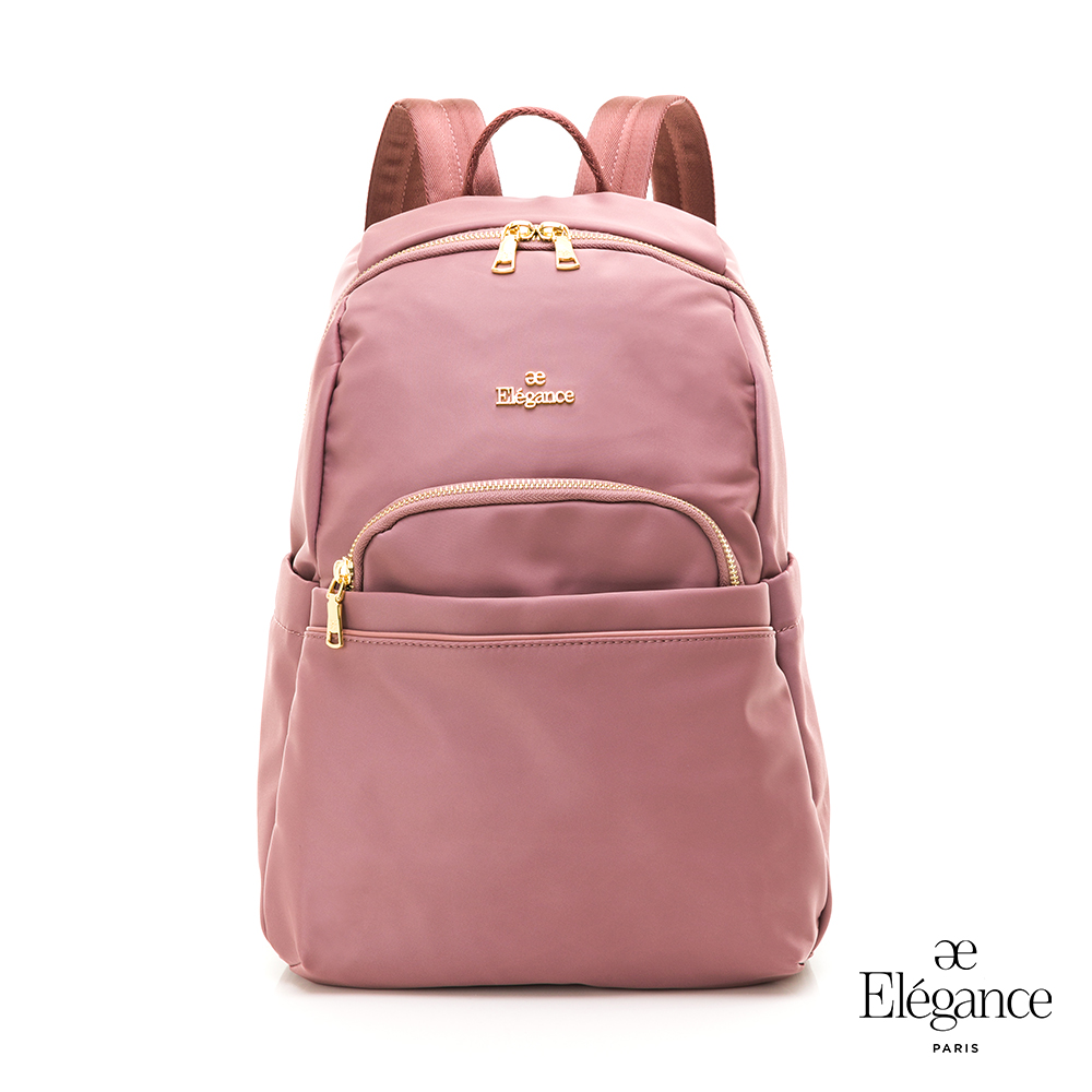 【Elegance】Naomi 多夾層後背包-乾燥玫瑰粉