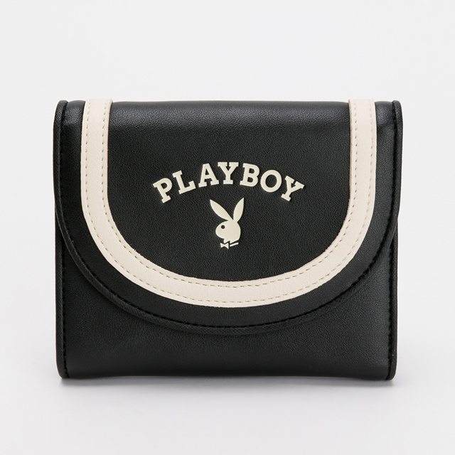 PLAYBOY - 壓扣短夾 Emblem系列 - 黑色