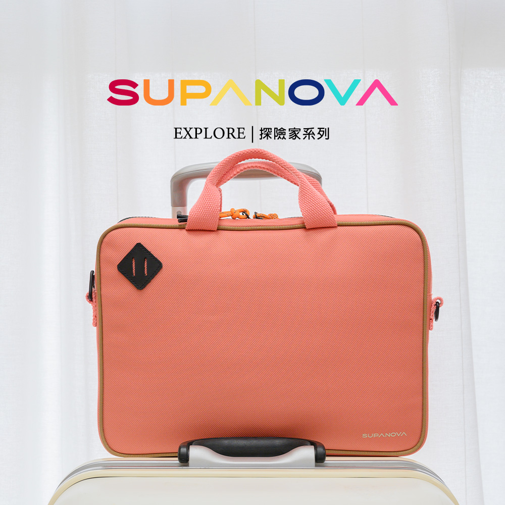 【SUPANOVA】Laptop Bag 14吋電腦袋 行李箱拉桿 手提防震防摔 防潑水筆電包(電腦公事包 商務包)