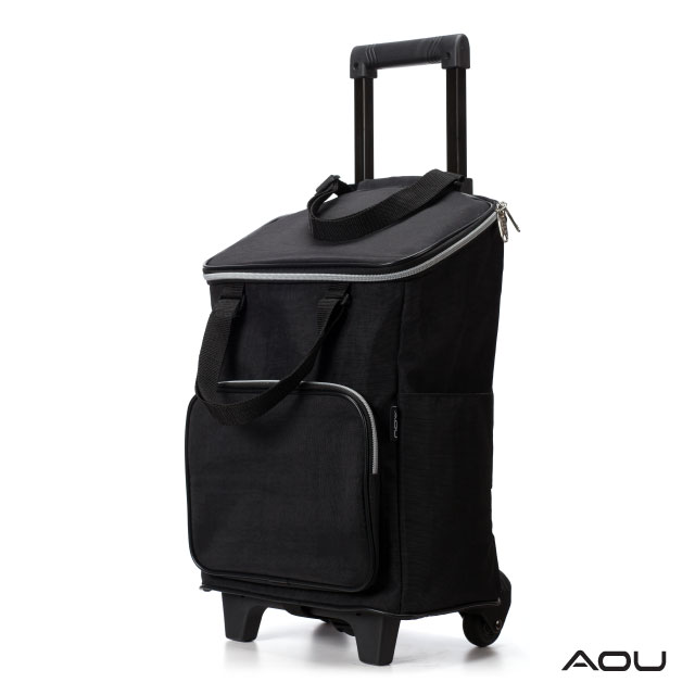 AOU 台灣製造 高防水耐重布料 時尚輕巧購物車 菜籃車 載運車(黑色)29-022D7