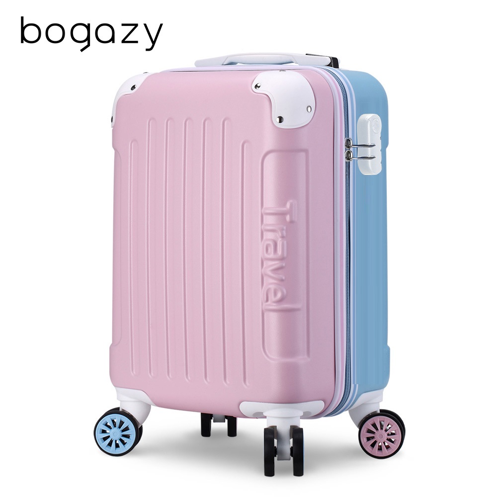 Bogazy 繽紛蜜糖 18吋密碼鎖行李箱登機箱(粉配藍)