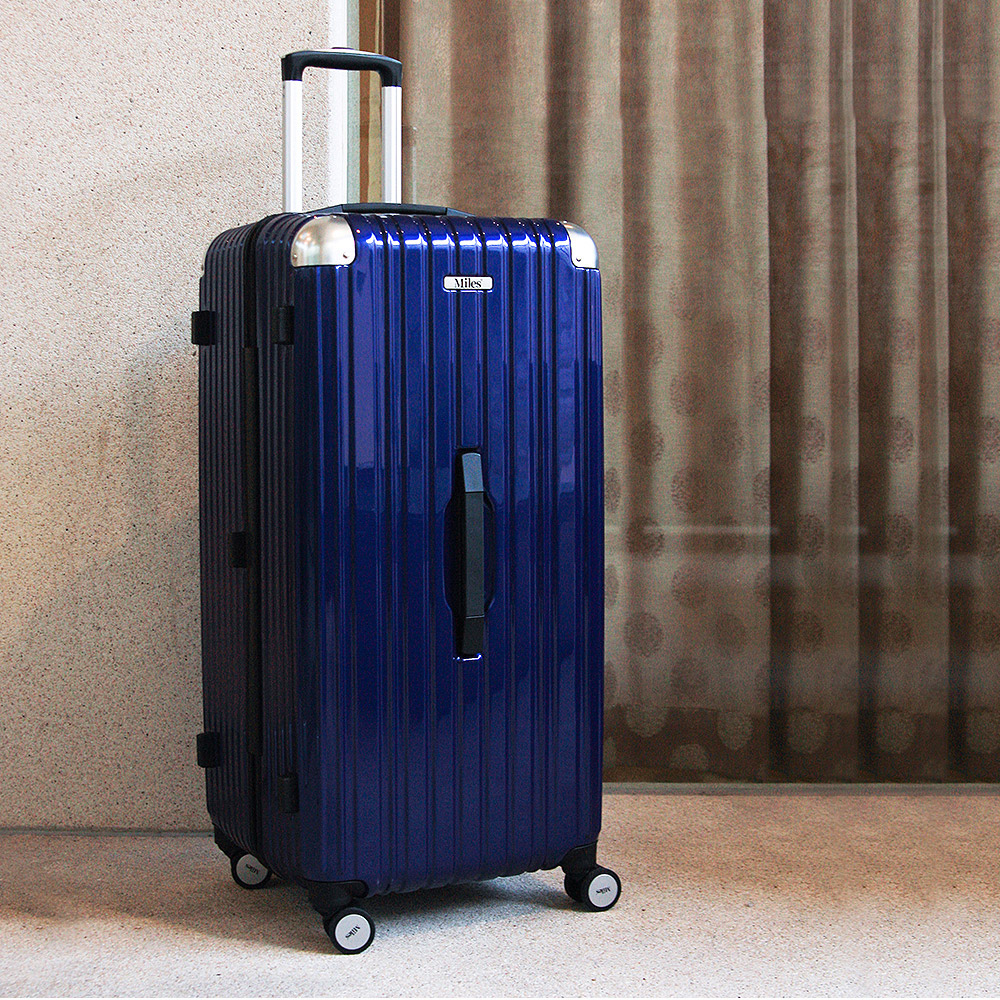 【Miles】32吋大容量PC耐撞運動行李箱/胖胖箱(拉鍊款/TSA海關鎖)-藍色(亮面款)