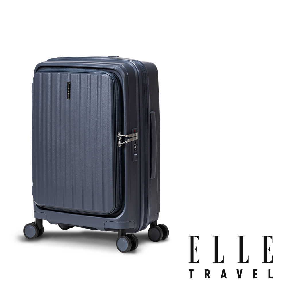 ELLE Minimal 極簡系列 20吋霧面質感前開式可擴充行李箱/防爆旅行箱-普魯士藍 EL3310