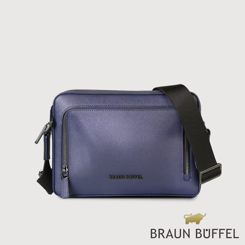 【BRAUN BUFFEL 德國小金牛】臺灣總代理 維克多-D 橫式斜揹包-午夜藍/BF512-TW61-MNB
