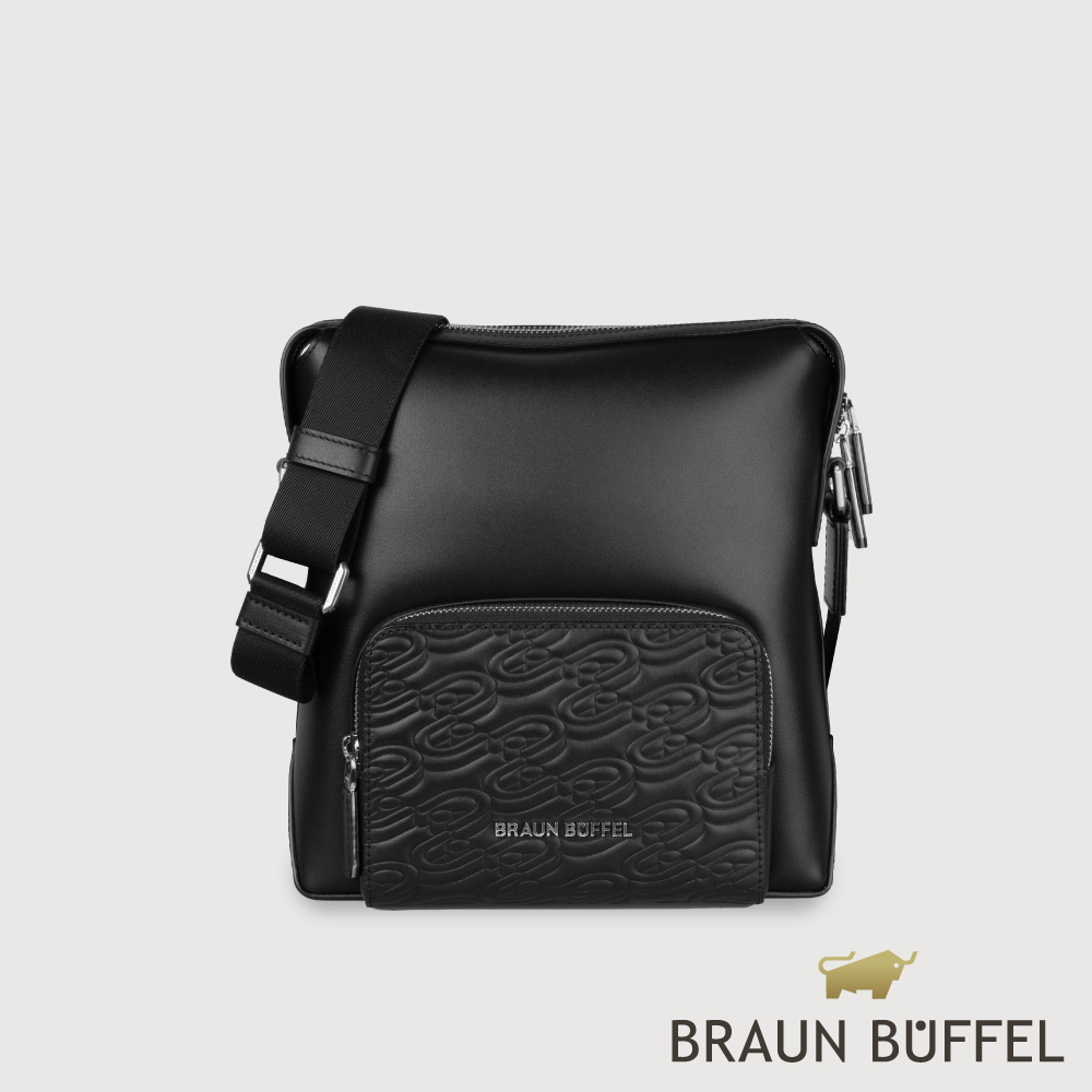 【BRAUN BUFFEL 德國小金牛】臺灣總代理 諾瓦 直式斜揹包-黑色/BF550-17-BK