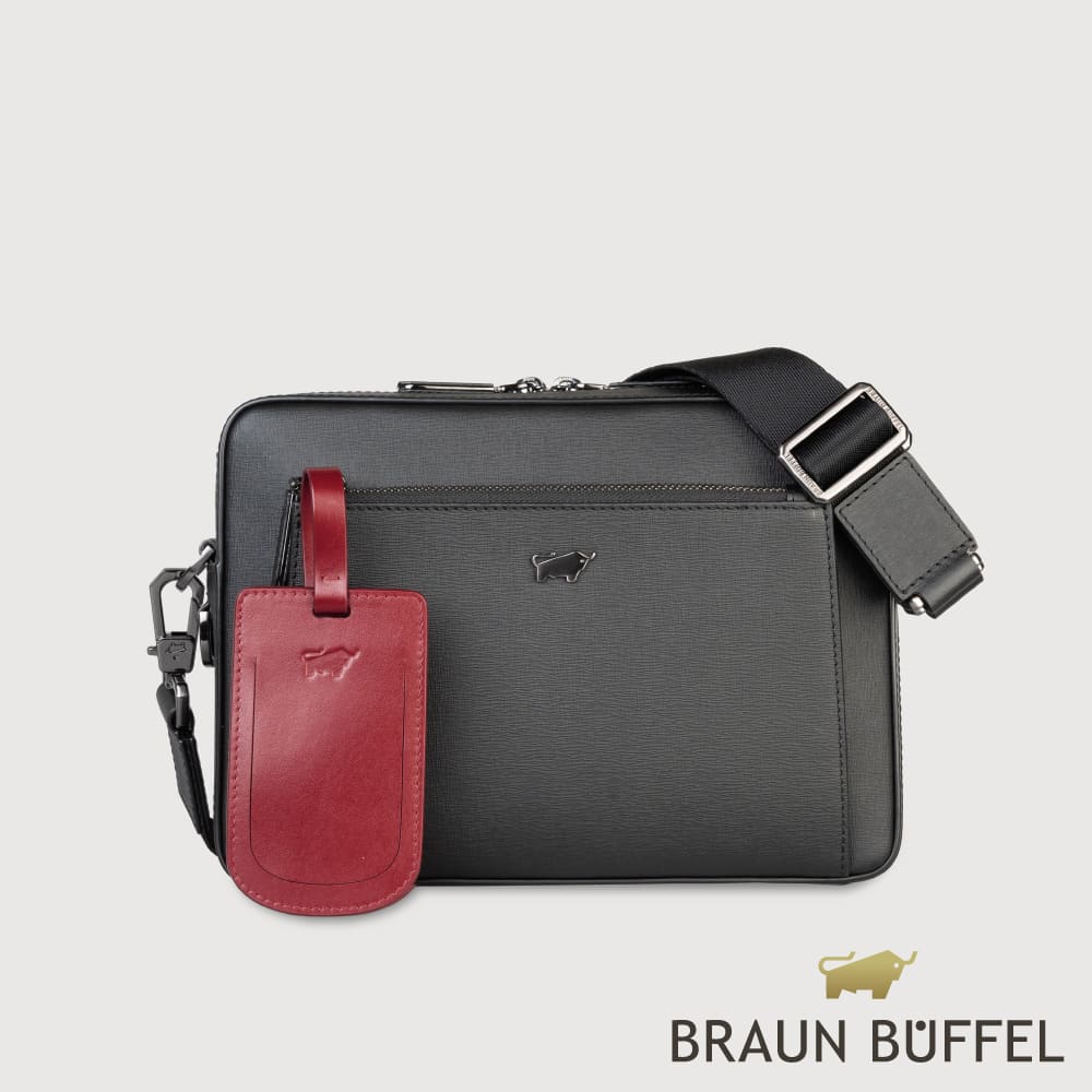 【BRAUN BUFFEL 德國小金牛】臺灣總代理 維克多-CNY 斜揹包-黑色/BF567-61-BK