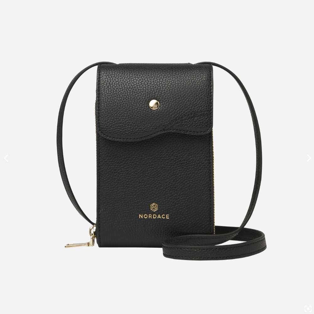 【Nordace】Pollina 黑色純素皮革手機斜背包(日常及通勤上班上學)