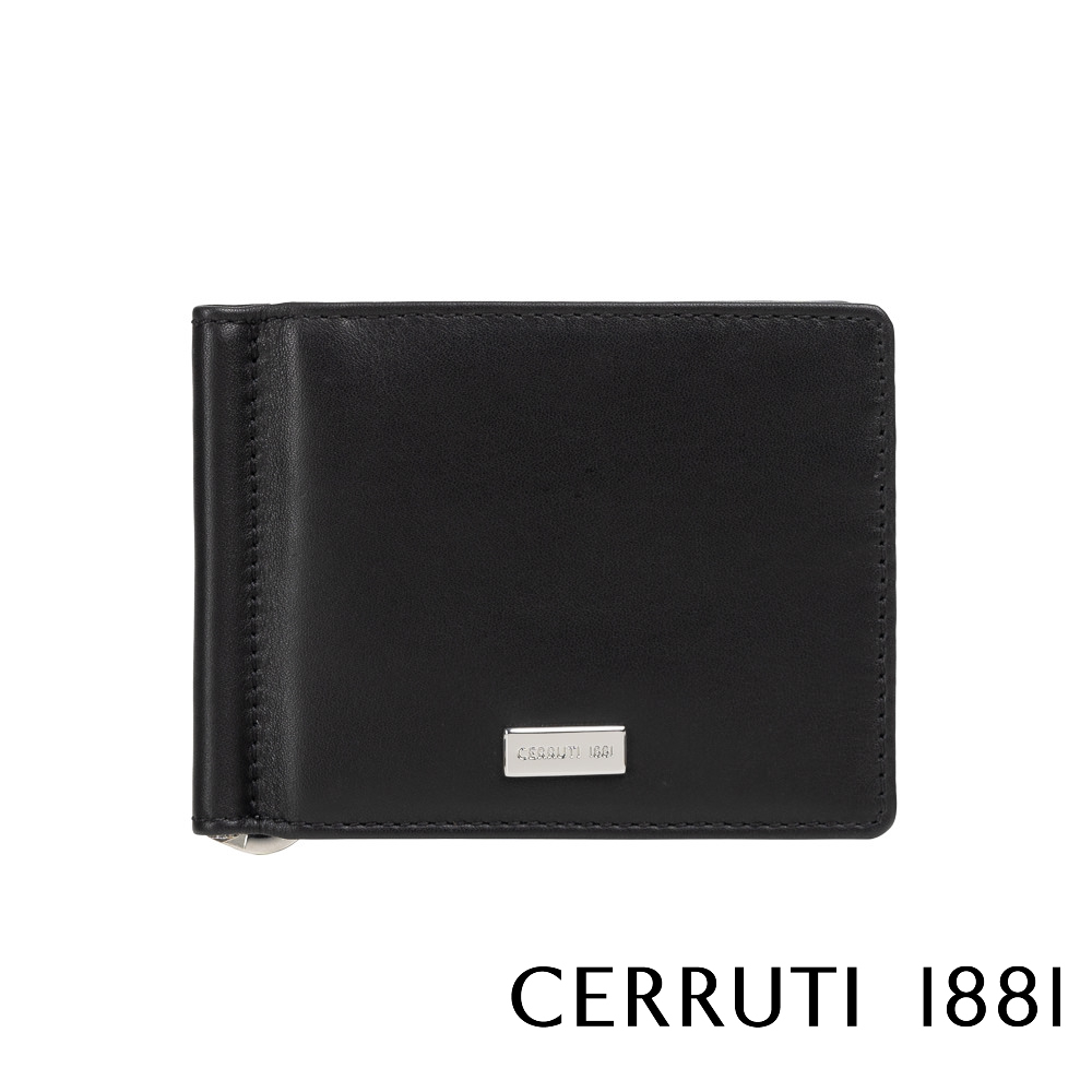 【Cerruti 1881】頂級義大利小牛皮6卡附鈔票夾短夾MAT系列 黑色 (CEPU05429M)