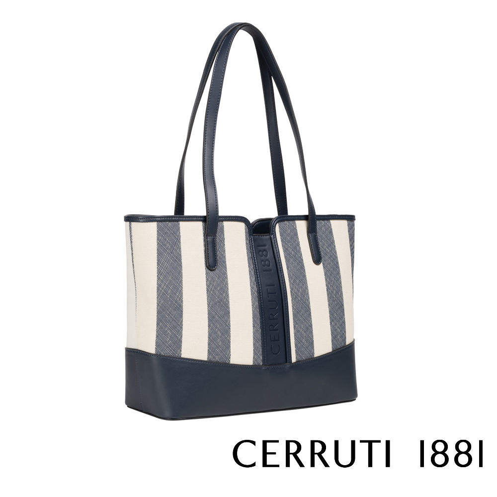 【Cerruti 1881】頂級義大利手提拖特包(深藍色 CEBA06443T)