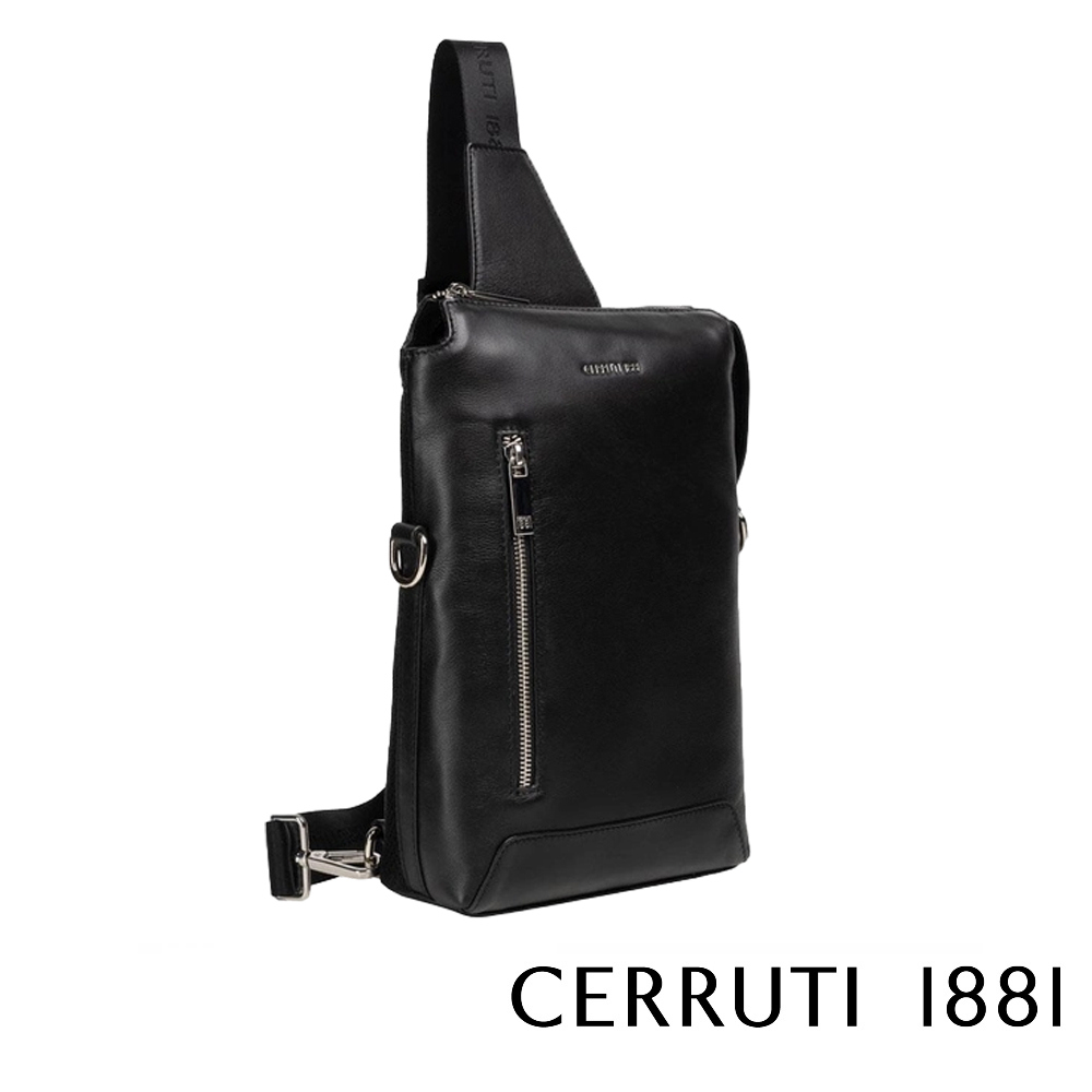 【CERRUTI 1881】頂級義大利小牛皮單肩包 CEBO06557M 全新專櫃展示品(黑色)