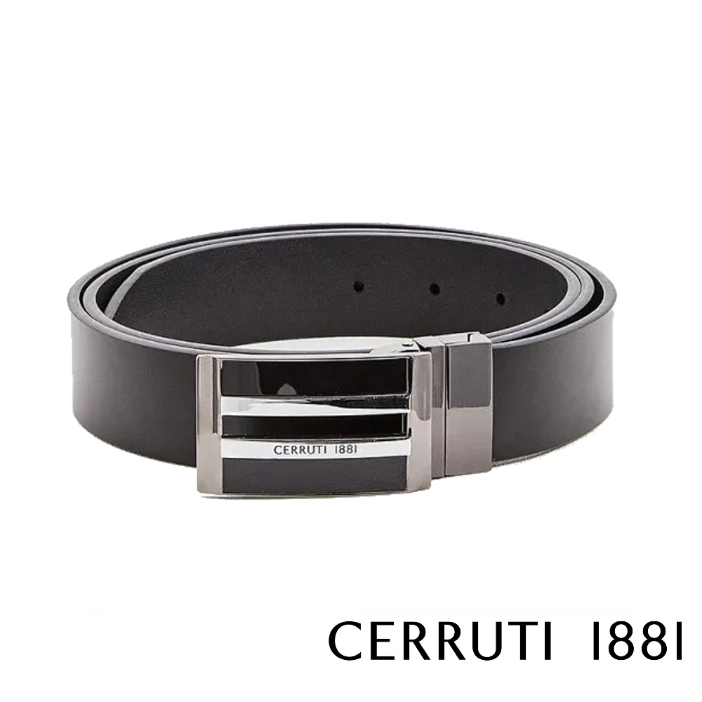 【CERRUTI 1881】義大利頂級小牛皮皮帶 全新專櫃展示品 CECU03599M(黑色)