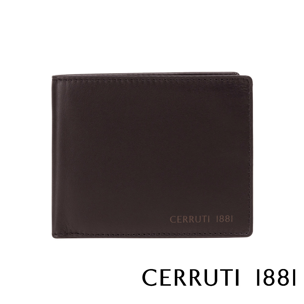 【CERRUTI 1881】義大利頂級小牛皮12卡短夾皮夾 CEPU05710M 全新專櫃展示品(咖啡色 贈禮盒提袋)